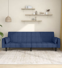 Schlafsofa 2-Sitzer mit 2 Kissen Blau Stoff