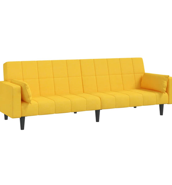 Schlafsofa 2-Sitzer mit 2 Kissen Gelb Stoff