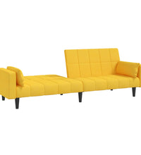 Schlafsofa 2-Sitzer mit 2 Kissen Gelb Stoff