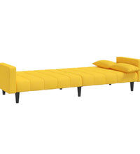 Schlafsofa 2-Sitzer mit 2 Kissen Gelb Stoff