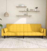 Schlafsofa 2-Sitzer mit 2 Kissen Gelb Stoff