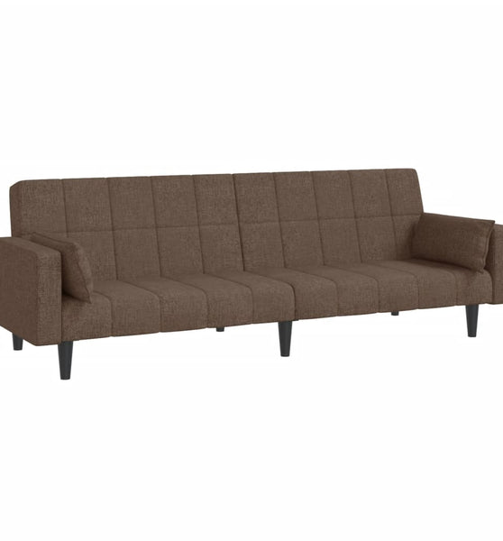 Schlafsofa 2-Sitzer mit 2 Kissen Taupe Stoff
