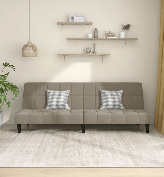 Schlafsofa 2-Sitzer Hellgrau Samt