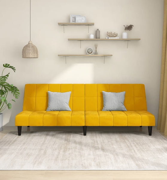 Schlafsofa 2-Sitzer Gelb Samt
