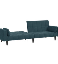 Schlafsofa 2-Sitzer mit 2 Kissen Blau Samt
