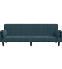Schlafsofa 2-Sitzer mit 2 Kissen Blau Samt