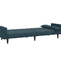 Schlafsofa 2-Sitzer mit 2 Kissen Blau Samt