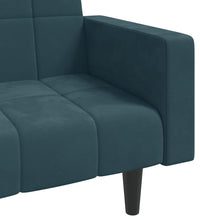 Schlafsofa 2-Sitzer mit 2 Kissen Blau Samt