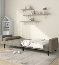 Schlafsofa 2-Sitzer mit 2 Kissen Hellgrau Samt