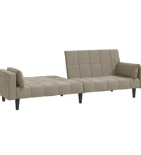 Schlafsofa 2-Sitzer mit 2 Kissen Hellgrau Samt