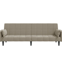 Schlafsofa 2-Sitzer mit 2 Kissen Hellgrau Samt