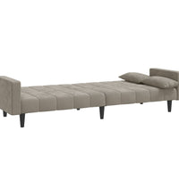 Schlafsofa 2-Sitzer mit 2 Kissen Hellgrau Samt