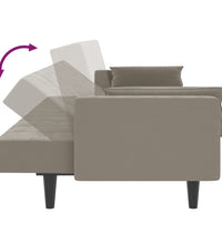 Schlafsofa 2-Sitzer mit 2 Kissen Hellgrau Samt