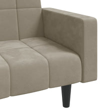 Schlafsofa 2-Sitzer mit 2 Kissen Hellgrau Samt