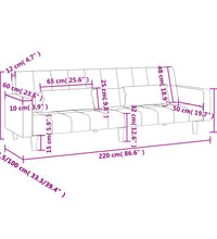 Schlafsofa 2-Sitzer mit 2 Kissen Hellgrau Samt