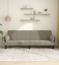 Schlafsofa 2-Sitzer mit 2 Kissen Hellgrau Samt