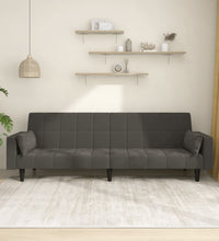 Schlafsofa 2-Sitzer mit 2 Kissen Dunkelgrau Samt