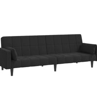 Schlafsofa 2-Sitzer mit 2 Kissen Schwarz Samt