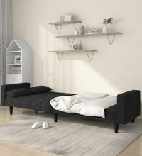 Schlafsofa 2-Sitzer mit 2 Kissen Schwarz Samt