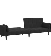 Schlafsofa 2-Sitzer mit 2 Kissen Schwarz Samt