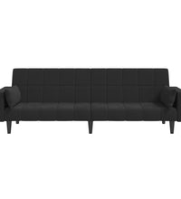 Schlafsofa 2-Sitzer mit 2 Kissen Schwarz Samt