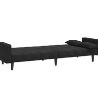 Schlafsofa 2-Sitzer mit 2 Kissen Schwarz Samt