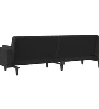 Schlafsofa 2-Sitzer mit 2 Kissen Schwarz Samt