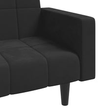Schlafsofa 2-Sitzer mit 2 Kissen Schwarz Samt