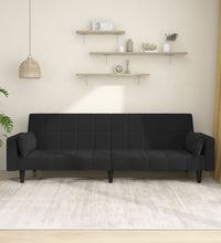 Schlafsofa 2-Sitzer mit 2 Kissen Schwarz Samt