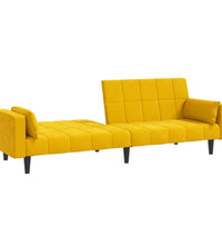 Schlafsofa 2-Sitzer mit 2 Kissen Gelb Samt