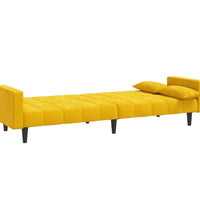Schlafsofa 2-Sitzer mit 2 Kissen Gelb Samt