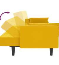 Schlafsofa 2-Sitzer mit 2 Kissen Gelb Samt