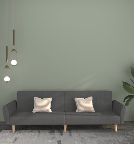 Schlafsofa 2-Sitzer Hellgrau Stoff