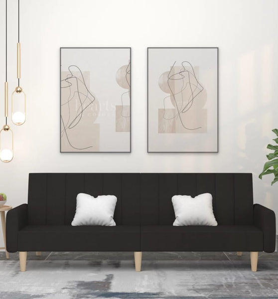 Schlafsofa 2-Sitzer Schwarz Stoff