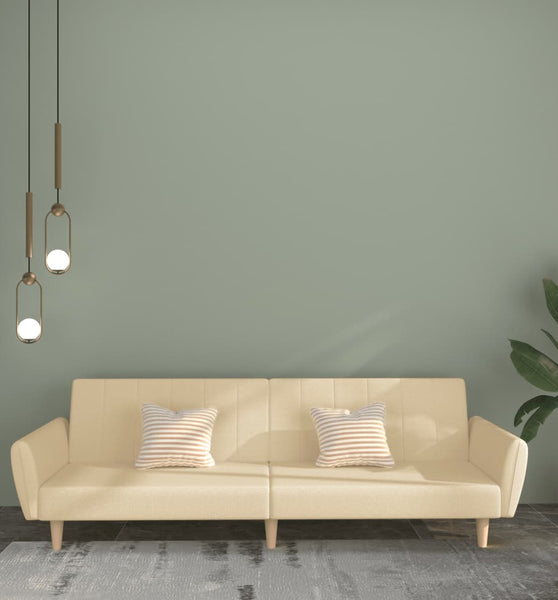 Schlafsofa 2-Sitzer Creme Stoff