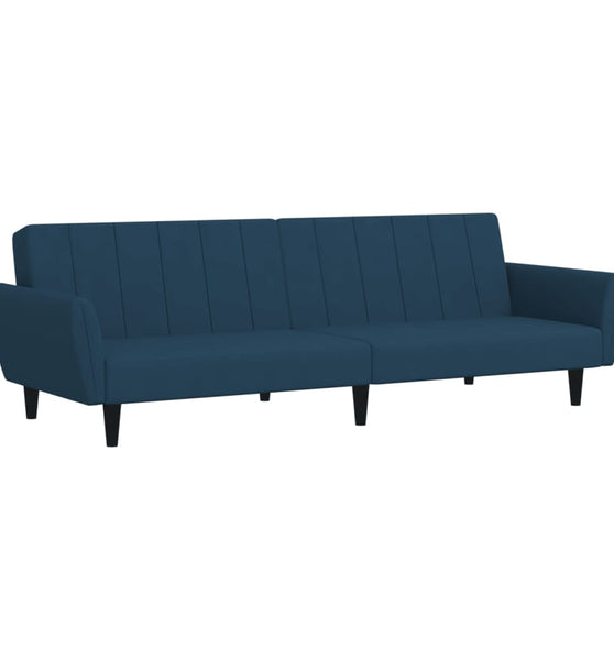 Schlafsofa 2-Sitzer Blau Samt
