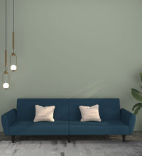 Schlafsofa 2-Sitzer Blau Samt