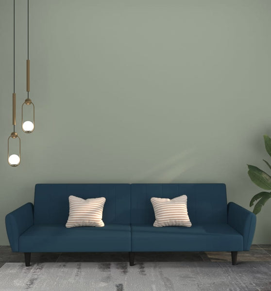 Schlafsofa 2-Sitzer Blau Samt
