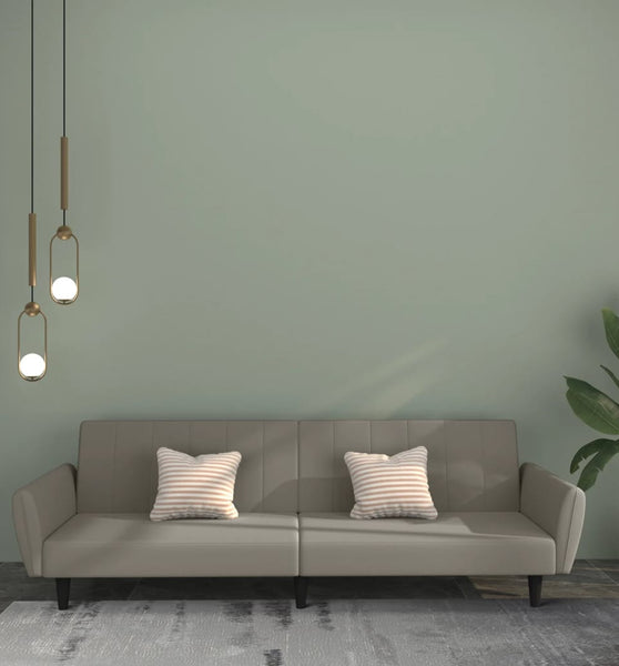 Schlafsofa 2-Sitzer Hellgrau Samt