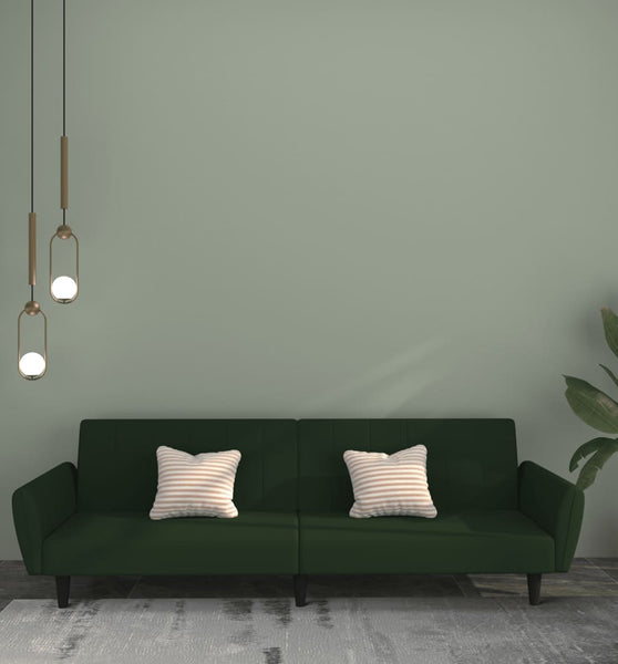 Schlafsofa 2-Sitzer Dunkelgrün Samt