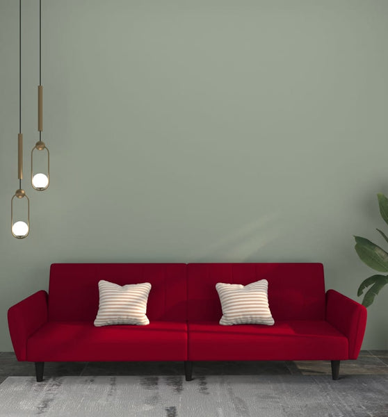 Schlafsofa 2-Sitzer Weinrot Samt