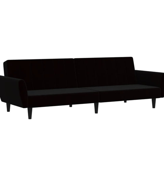 Schlafsofa 2-Sitzer Schwarz Samt