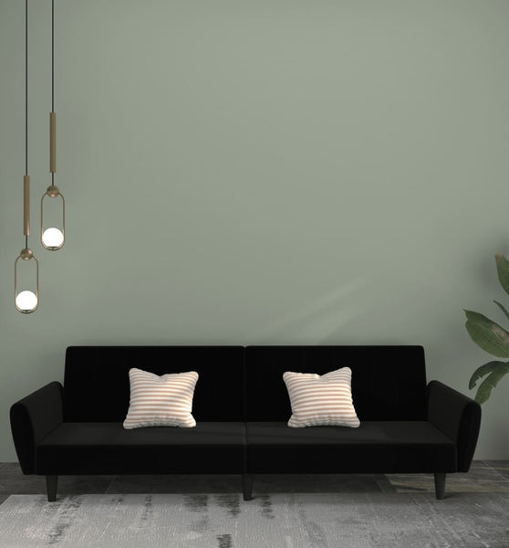 Schlafsofa 2-Sitzer Schwarz Samt