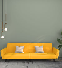 Schlafsofa 2-Sitzer Gelb Samt