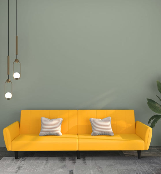 Schlafsofa 2-Sitzer Gelb Samt