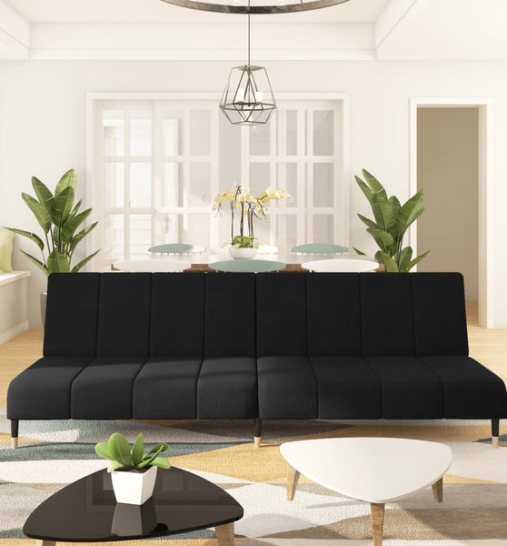 Schlafsofa 2-Sitzer Schwarz Samt