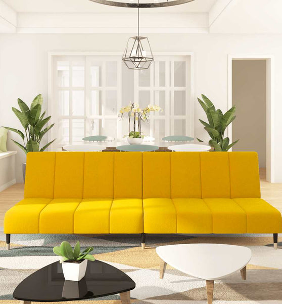 Schlafsofa 2-Sitzer Gelb Samt