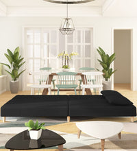 Schlafsofa 2-Sitzer mit 2 Kissen Schwarz Stoff