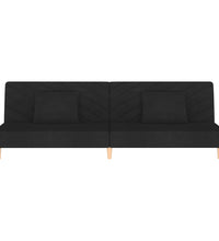 Schlafsofa 2-Sitzer mit 2 Kissen Schwarz Stoff