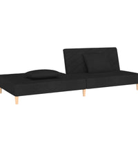 Schlafsofa 2-Sitzer mit 2 Kissen Schwarz Stoff